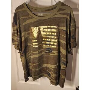 Texas True Threads 2XL Camo Short Sleeve Gold Flag Graphic Top